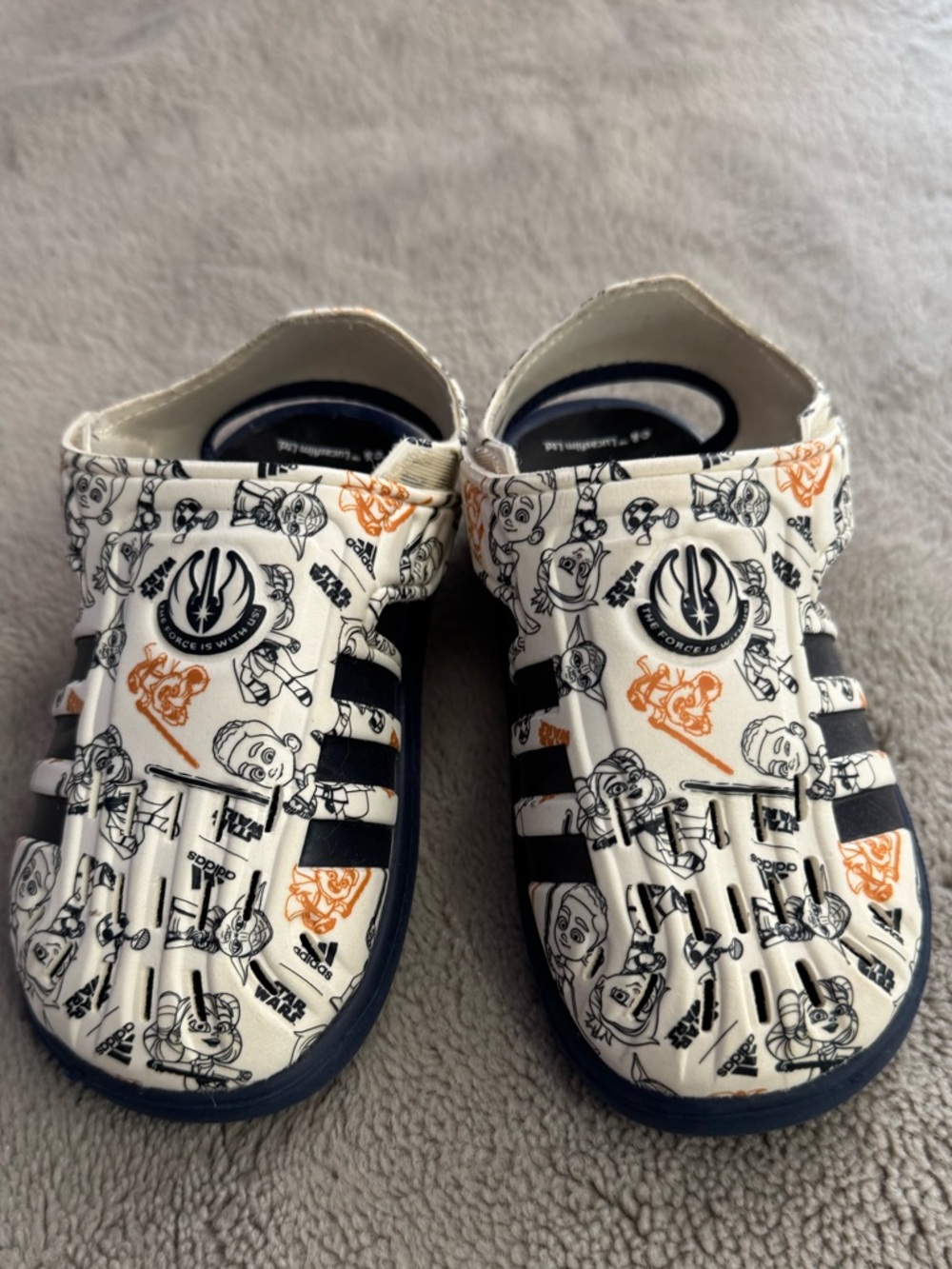 Kids Adidas White and Navy Star Wars Sandals